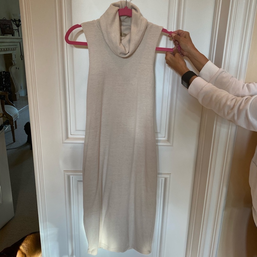 Cream Cowl Neck dress soft material midi length